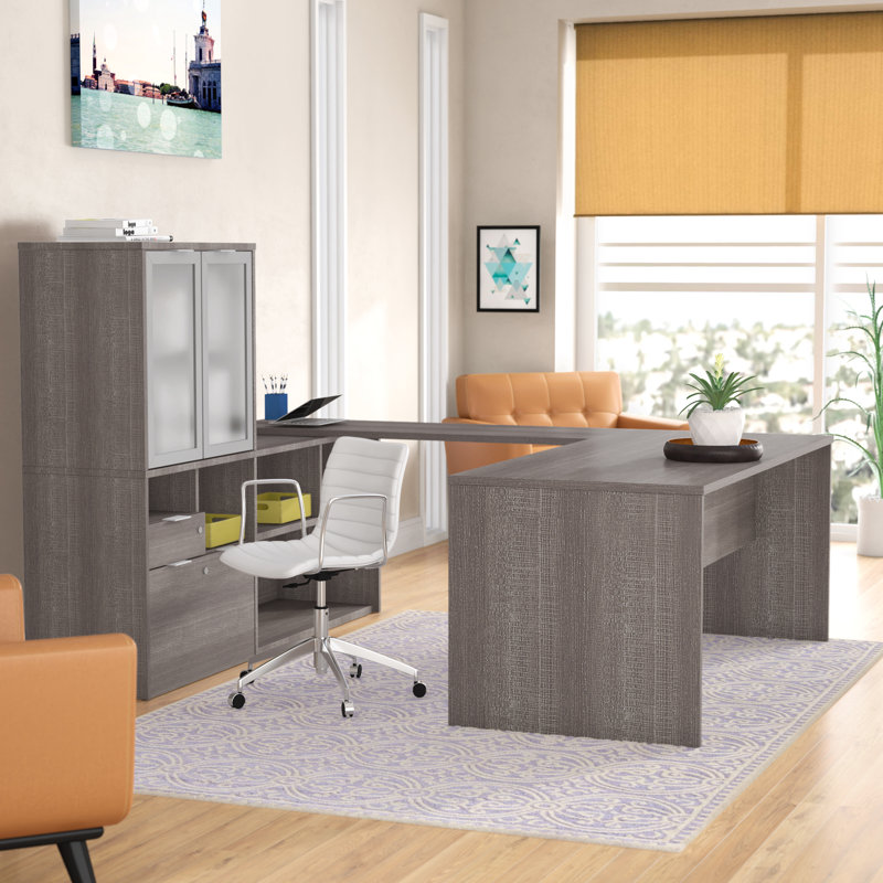 Brayden Studio Prattsburgh Reversible UShape Executive Desk with Hutch & Reviews Wayfair